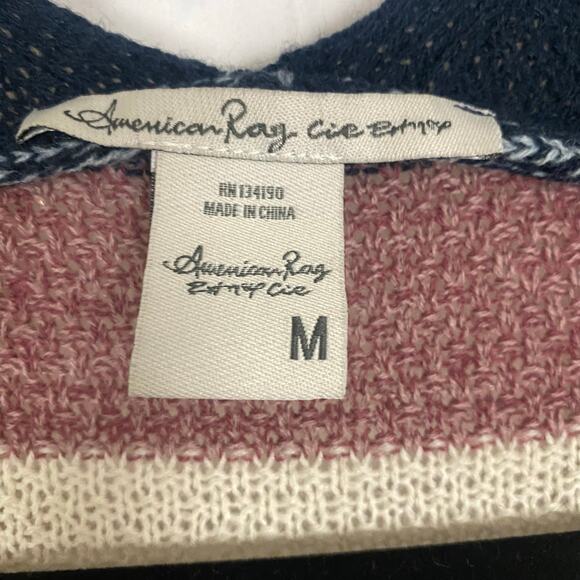 American Rag Striped Knit Open Front Cardigan Boho Cottage Cozy Sweater Medium - Picture 2 of 9